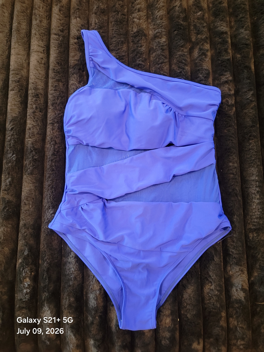 Girls One-Shoulder Lavender One-Piece Swimsuit